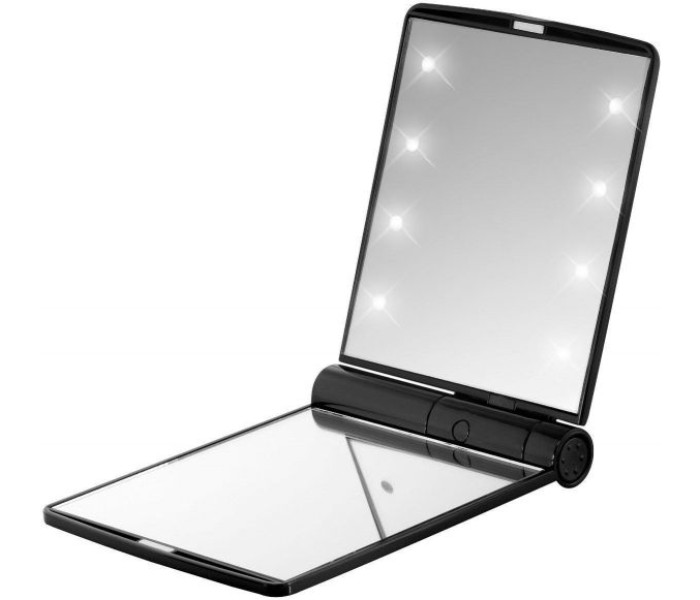 LED Lighted Travel Makeup Mirror LLTMMB74 Black - Zoom Image 3