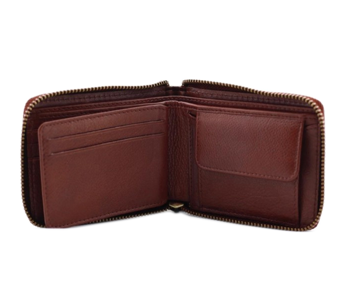 Philippe Morgan PM028 Men Leather Zip Around Wallet Brown - Zoom Image 3