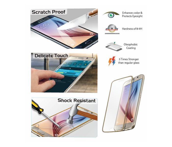 Promate UtterShield-S6 Tempered Glass Thin Screen Protector, Gold - Zoom Image 1