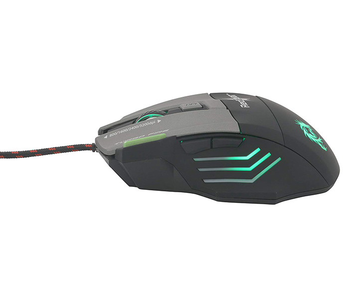 Dragon War G9 Thor 3200 DPI LED Gaming Mouse with Mouse Pad - Black & Grey - Zoom Image 1