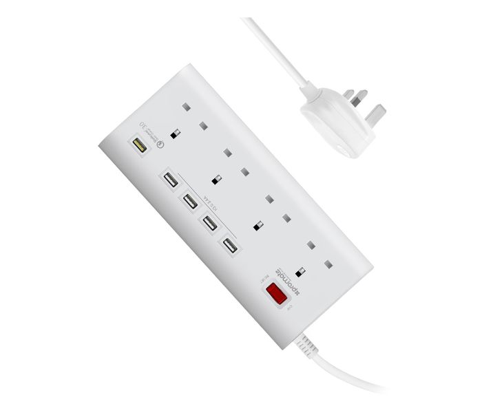 Promate SwitchQC3-UK 4000W 16A Multiport Power Strip with Qualcomm Quick Charge 3.0, White - Zoom Image 7