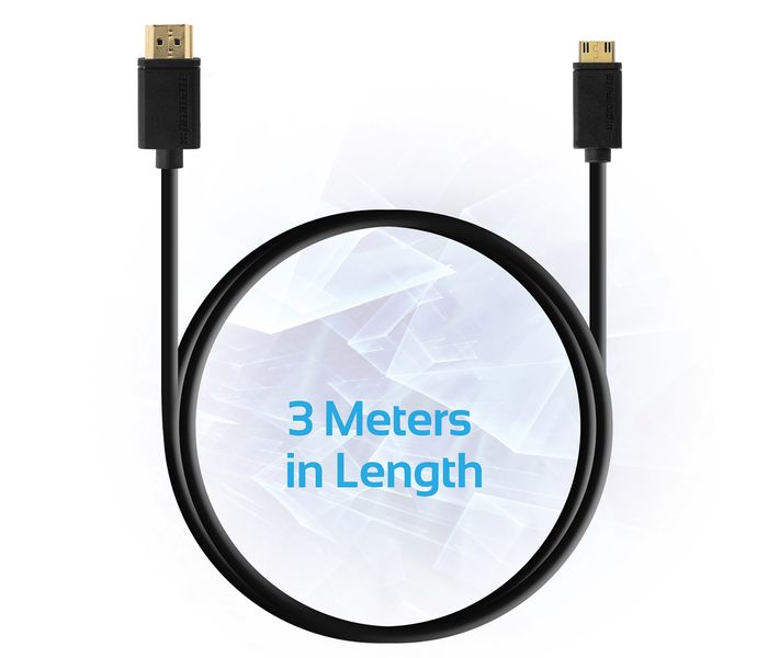 Promate LinkMate-H2L High Speed Premium 24K Gold Plated HDMI to Mini-HDMI Cable - Black - Zoom Image 2