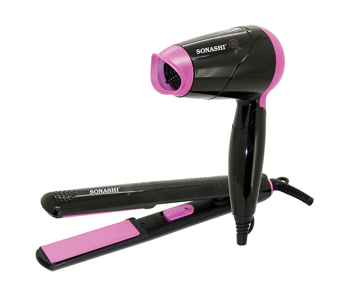 Sonashi SBS-200 Travel Hair Dryer & Hair Straightener Set, Black - Zoom Image 4