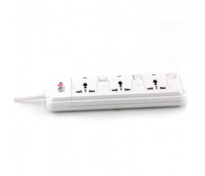 Clikon CK2171 3 Way Extension Socket - 3M Cable, White - Zoom Image