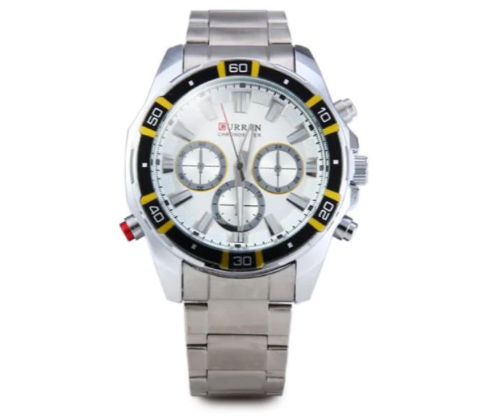 Curren 8184 Stainless Steel Analog Watch For Men Silver And White - Zoom Image 2