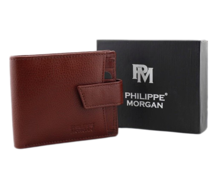 Philippe Morgan PM004 Men Leather Bifold Wallet Brown - Zoom Image