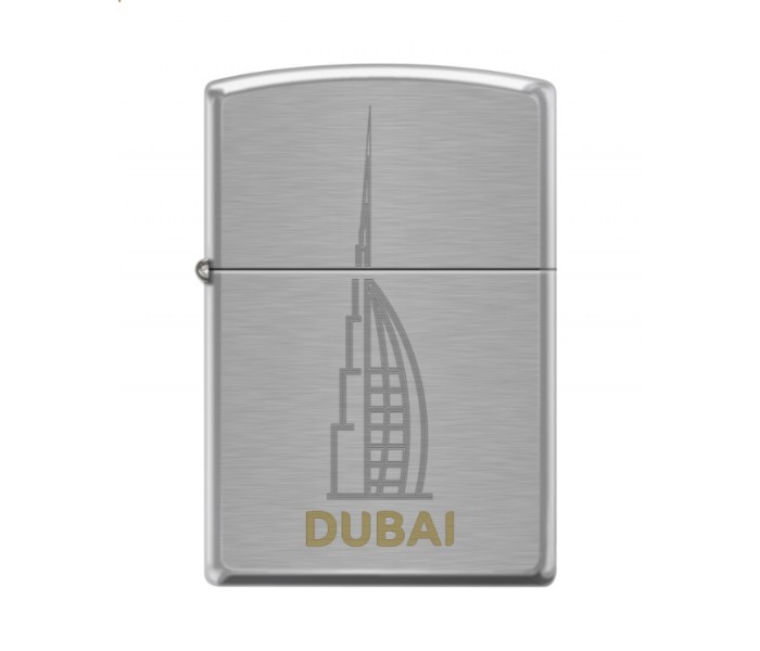 Zippo 200 AE400429 Brush Finish Chrome Dubai Lighter Silver - Zoom Image