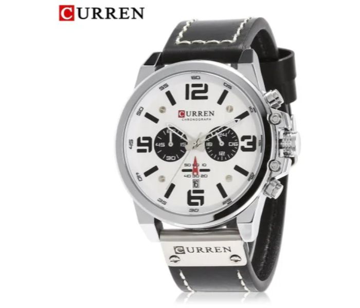 Curren 8314 Luxury Military Sport Watch For Men Silver And White - Zoom Image