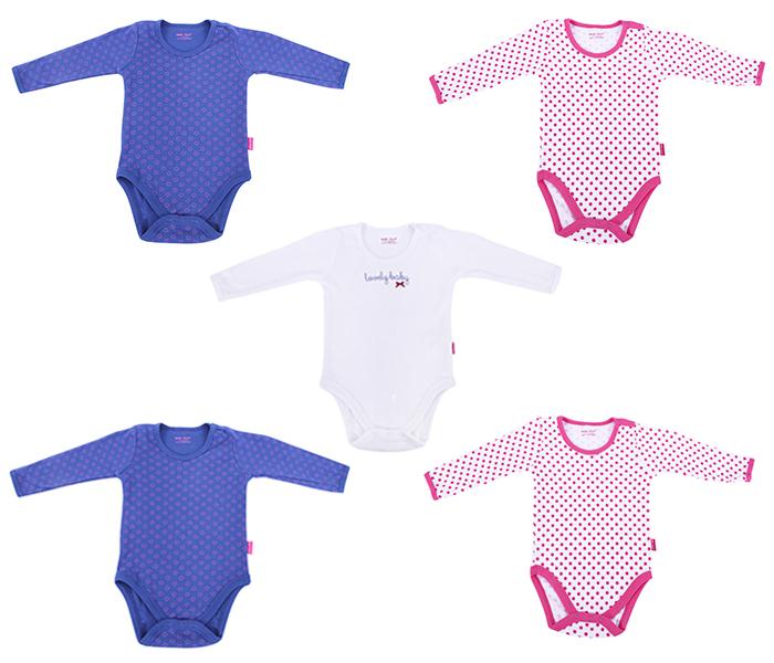 Baby Plus BP2505G 0 to 3 Month Girls Long Sleeve Body Suit - Blue, 5 Pieces - Zoom Image 1