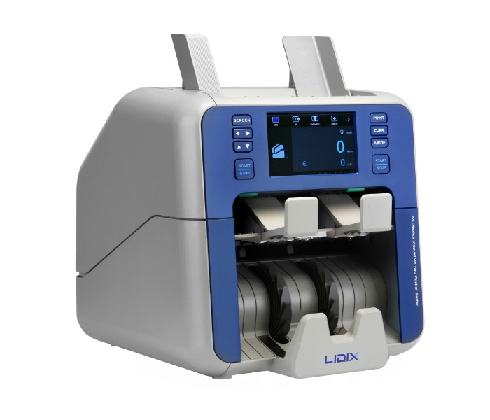 Lidix ML - Series 2 Pocket Currency Counter with Discriminator and Sorter Technology White and Blue - Zoom Image 3