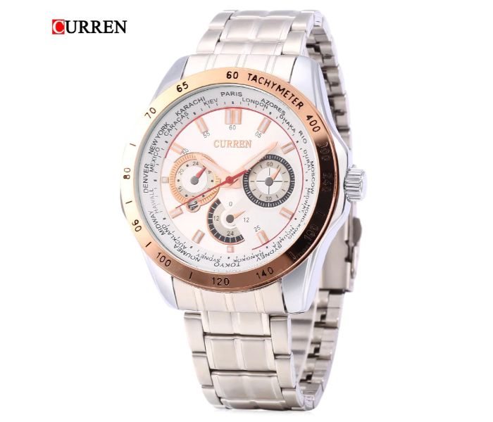 Curren 8150 Stainless Steel Watch For Men Silver And White - Zoom Image 3