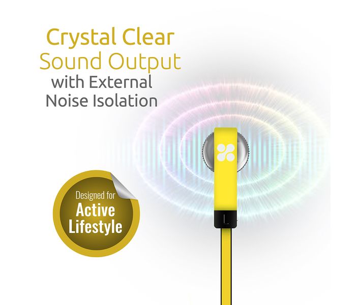 Promate Swish Universal Trendy Stereo Earphone with Noise Isolation, Yellow - Zoom Image 1