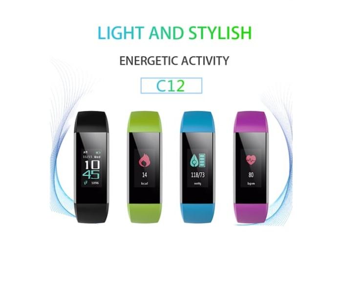 C12 Fitness Tracker Bluetooth Smart Bracelet Heart Rate Monitor - Black - Zoom Image 10