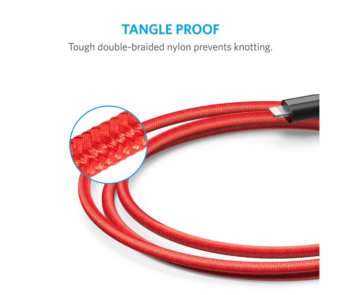 Anker A8121 Powerline Plus Lightning Cable 3 ft Red - Zoom Image 4