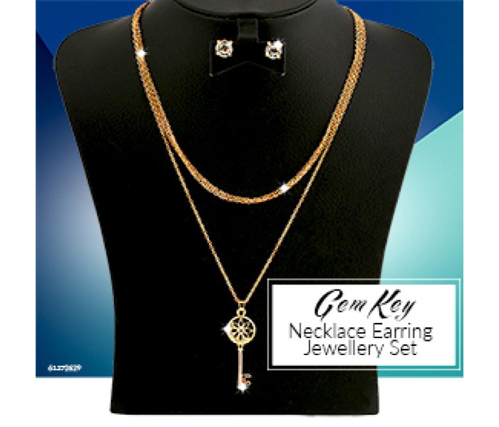 Gem Key Pendant Necklace Earring Gold Jewellery Set 61172629 - Zoom Image 5