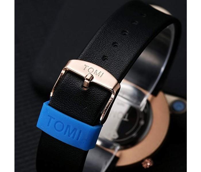 Tomi T078 Luxury Quality Quartz Leather Watch For Unisex Black & White - Zoom Image 2