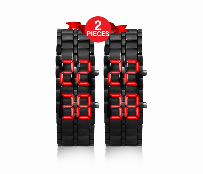 2612050 Mens Fashion Digital 2 Bracelet Watch with LED - Black - Zoom Image 3