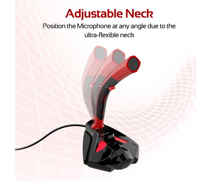 Promate Tweeter-4 3.5mm Professional Digital Jack Desktop Microphone Stand with Adjustable Neck, Red - Zoom Image 5