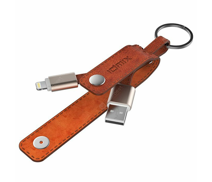 Idmix DL08 MFI Certified Leather Key Chain with USB Lightning Cable - Brown - Zoom Image 4