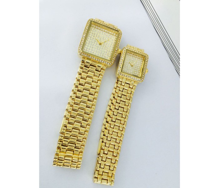 Catwalk CW-124D Genuine quality Fashionable Cz Watch For Men and Women Combo - Gold - Zoom Image