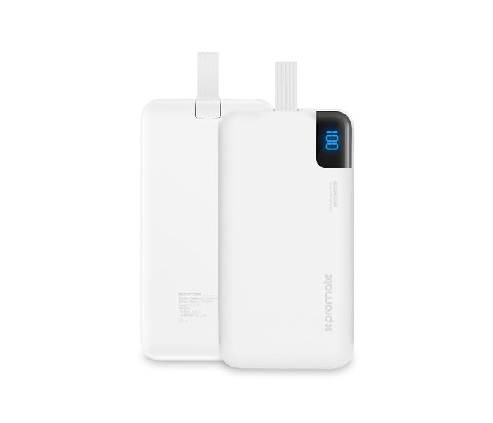 Promate Polymax-10C 10000 mAh Portable Power Bank with 2.1A USB Type C Charging Port, White - Zoom Image 10