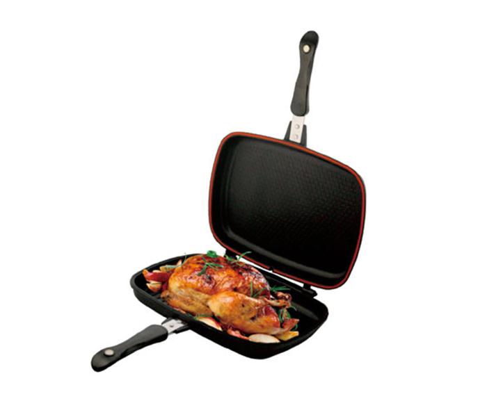 Buy Double Sided Grill Pan Black 40cm Online in Oman