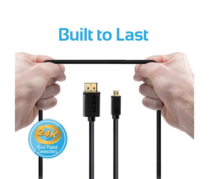 Promate LinkMate-H3 24K Gold Plated Micro-HDMI to HDMI Audio Video Cable - Black - Zoom Image 3