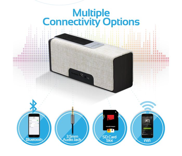 Promate Streambox-L Portable Fabric Wireless Speaker with Internet Radio - Cream - Zoom Image 6