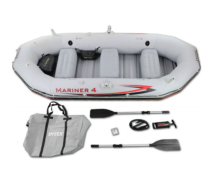 Intex ZX-68376 328 x 145 x 48CM Inflatable Mariner 4 Pro Boat Set - Grey - Zoom Image 2