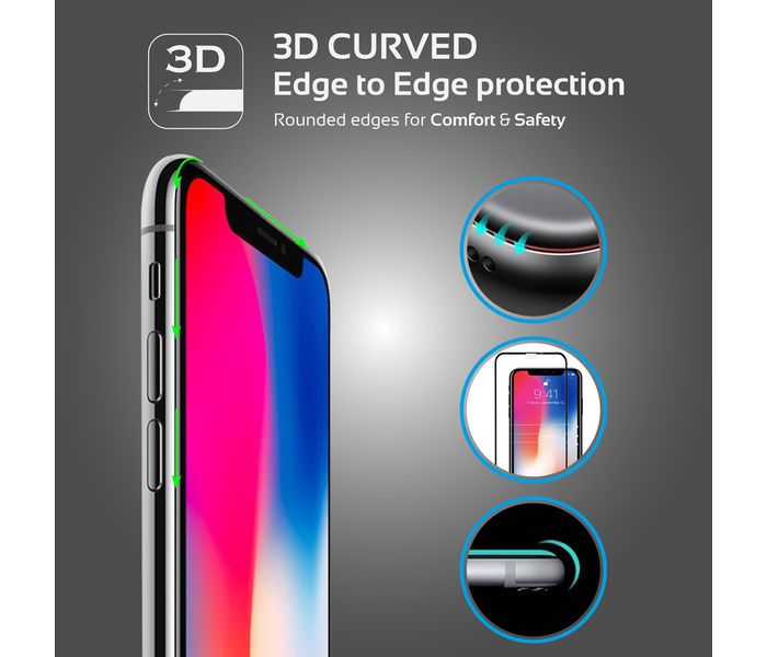 Promate MaxShield-X Edge to Edge Ultra Slim 3D Curved HD Tempered Glass Screen Protector with Applicator Tool Frame, Clear - Zoom Image 5