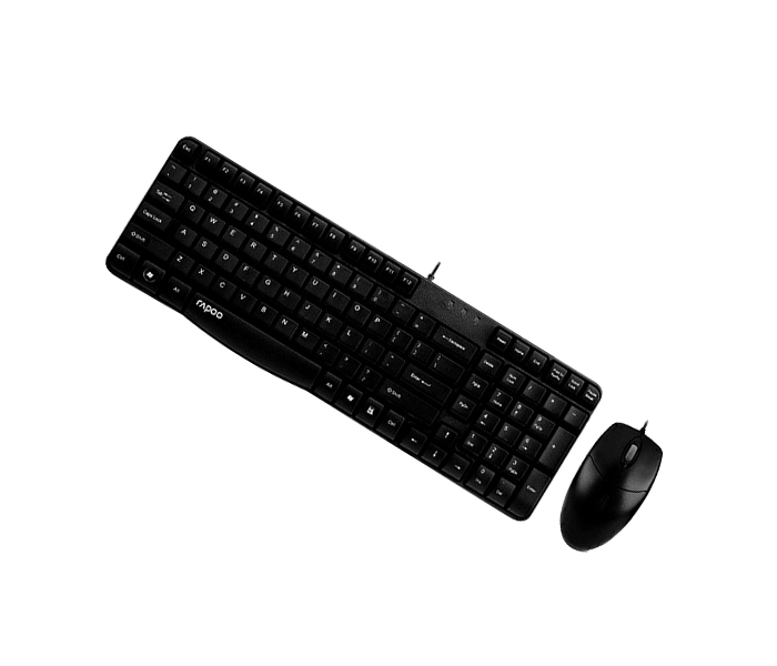 Rapoo X120 Combo Wired Optical Mouse & Keyboard - Arabic, Black 18655 - Zoom Image 1