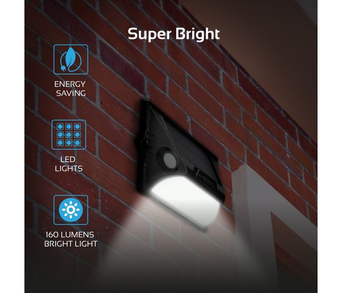 Promate SolarWay-2 Outdoor Solar Powered LED Light with Dual Motion Activators, Black - Zoom Image 5