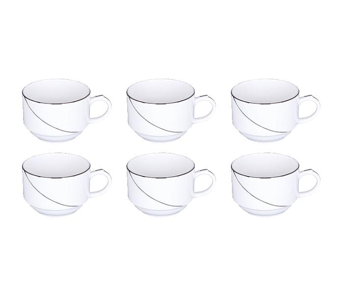 Royalford RF7227 Silver Line New Bone China Cups - 6 Pieces - Zoom Image