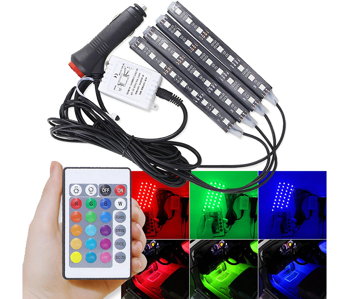 Car RGB LED Strip Light Atmosphere Lamps Car Interior Light With Remote - Big, Black - Zoom Image 3