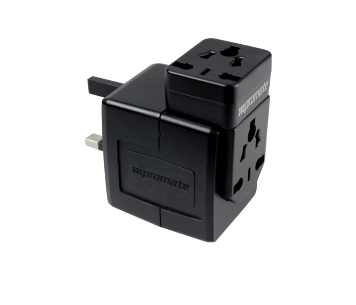 Promate TravelMate.Combo Universal All in One Worldwide Travel Adapter, Black - Zoom Image 4