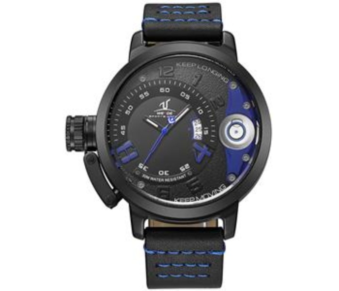 Weide UV 1606LB Mens Analog and Complete Calendar Watch Black and Blue - Zoom Image 4