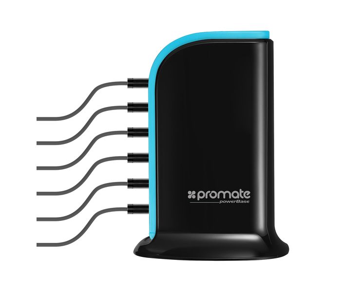 Promate PowerBase 8000mAh Ultra Fast AC Charging Station with 6 USB Ports, Black - Zoom Image 2