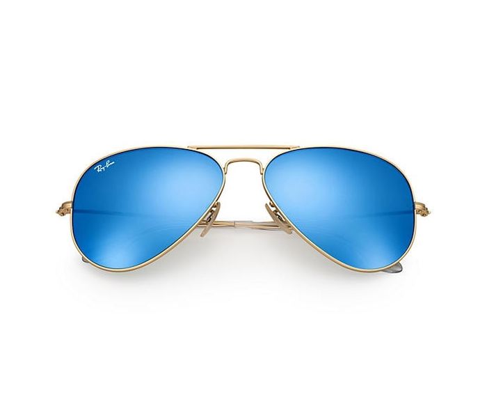 Ray-Ban 0RB3025-112/17-58-14 Round Gold Frame & Blue Flash Mirrored Sunglasses for Unisex - Zoom Image 1