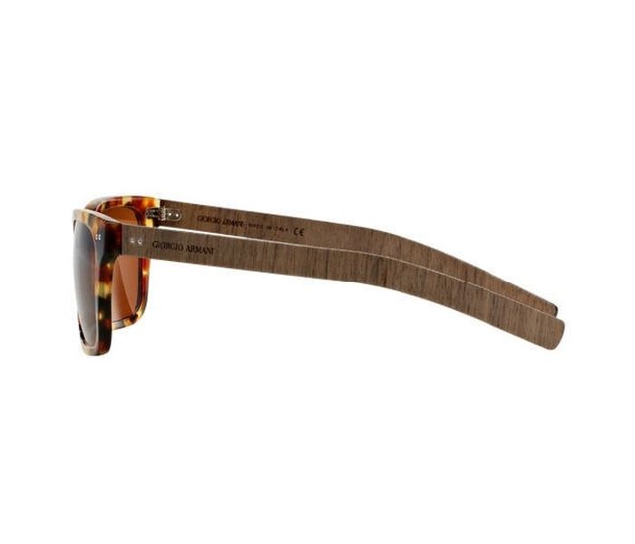 Giorgio Armani 0AR8062 541273 Rectangular Orange Havana With Wood Temple Frame & Brown Mirrored Sunglasses for Unisex - Zoom Image 2