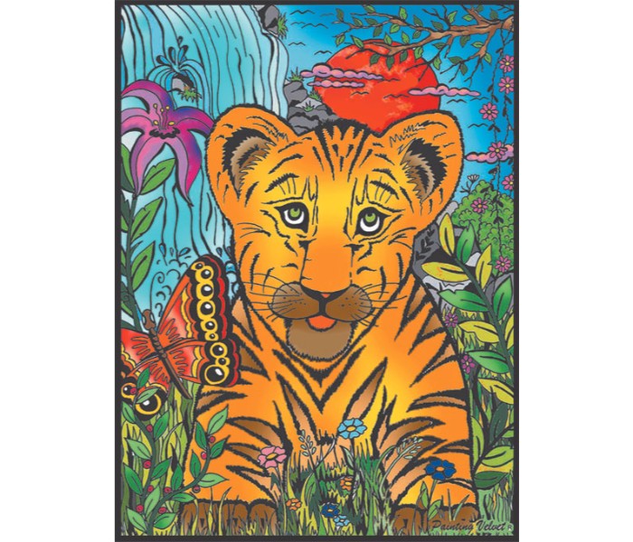 Color Velvet M109 Tiger And Butterfly Design Coloring System Multi Color - Zoom Image