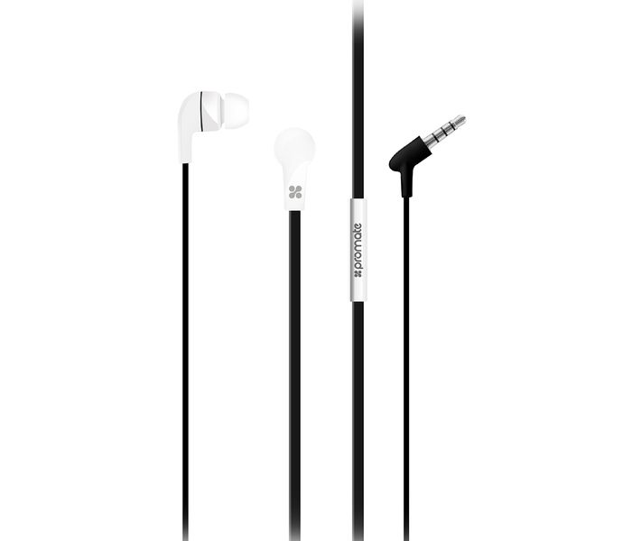 Promate Aurus Ergonomic Comfort Fit Universal Hands Free Stereo Earphone with Built-in Microphone, White - Zoom Image 6