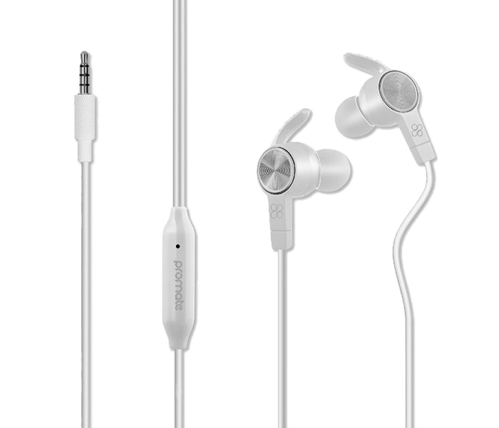 Promate Nirvana Universal Sporty Stereo Earphones with Inline Mic - White - Zoom Image 5