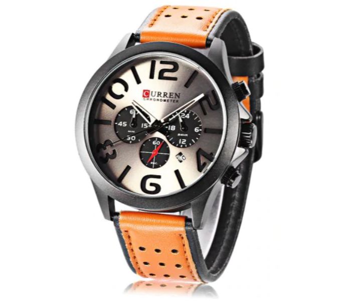 Curren 8244 Analog Quartz Watch For Men Black And Grey - Zoom Image