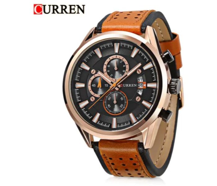 Curren 8290 Analog Quartz Watch For Men Rose Gold And Black - Zoom Image