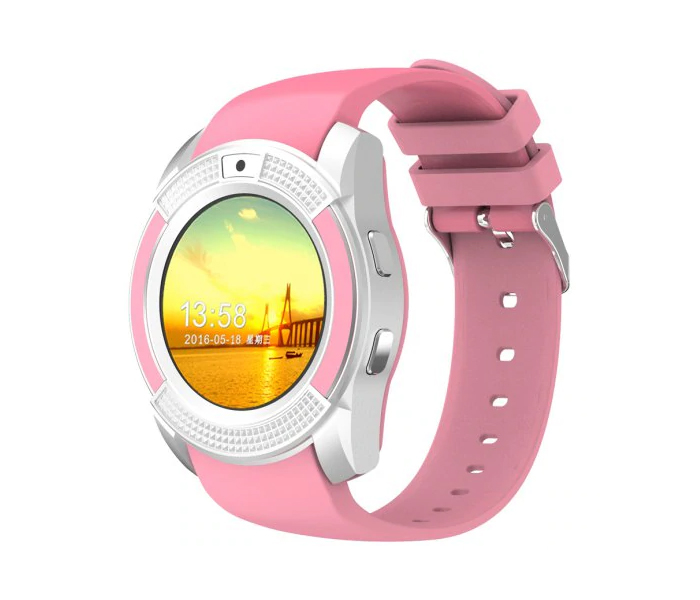 Bingo V8 Bluetooth Smart Watch With Sim And Camera - Pink - Zoom Image 1