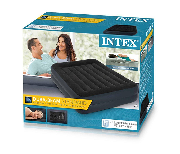 Intex ZX-64124 152 x 203 x 42Cm Inflatable Fibertech Double Mattress With Bulit-in Electric Pump - Zoom Image 1