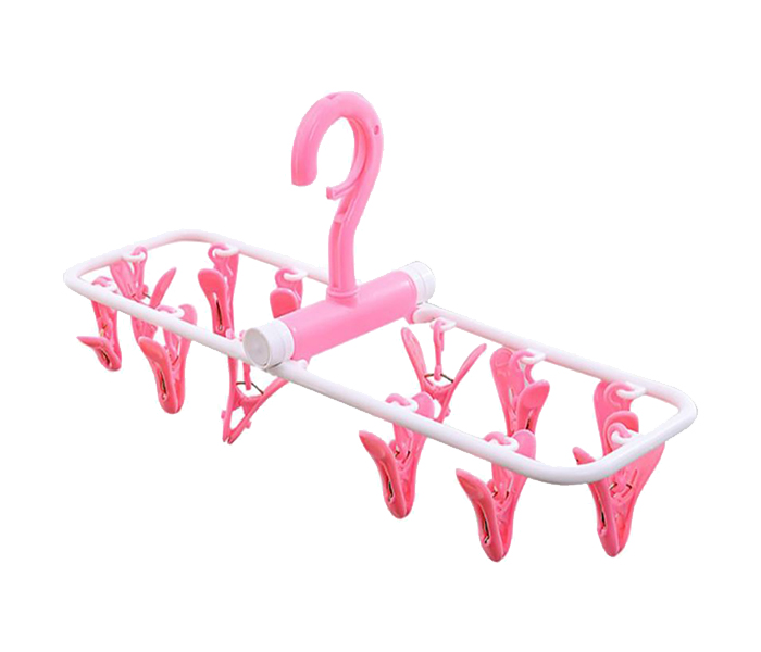 Royalford RF9384 12-Pieces Folding Hanger Set - White & Pink - Zoom Image