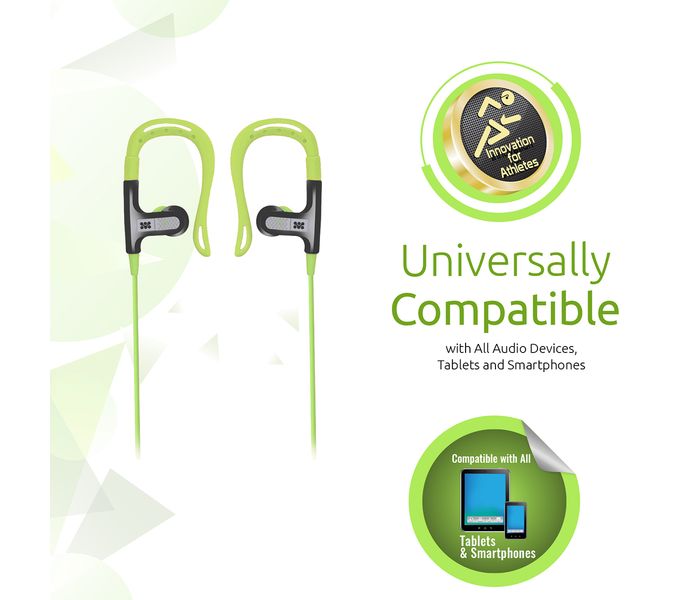 Promate Glitzy Premium In Ear Noise Isolating Earhook Over-Ear Headphones, Green - Zoom Image 3