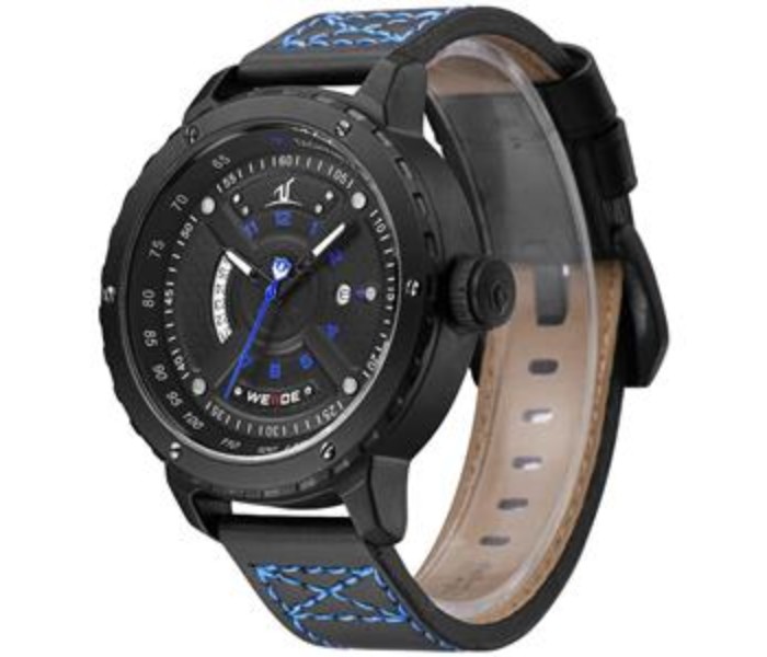 Weide UV 1609LB Mens Analog and Complete Calendar Watch Black and Blue - Zoom Image 1