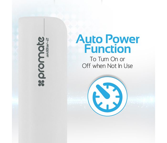 Promate Aid Bar-2 2500 mAh Ultra Compact Universal Power Bank, White - Zoom Image 3